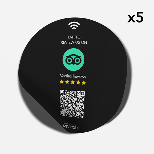 Tripadvisor Sticker pack of 5 with QR code for easy customer reviews and customizable info