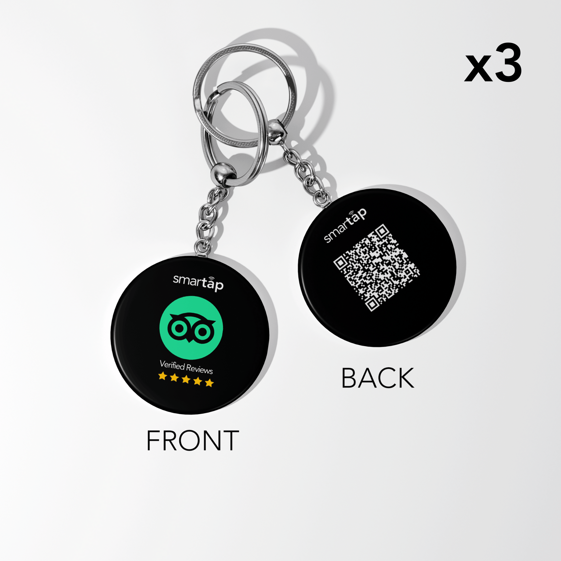 Tripadvisor Keychain set with NFC and QR code for easy customer reviews and smart engagement
