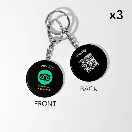 Tripadvisor Keychain set with NFC and QR code for easy customer reviews and smart engagement