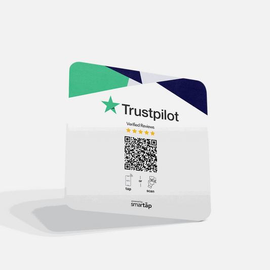 Trustpilot Plaque acrylic sign with QR code and NFC for easy customer reviews and feedback collection
