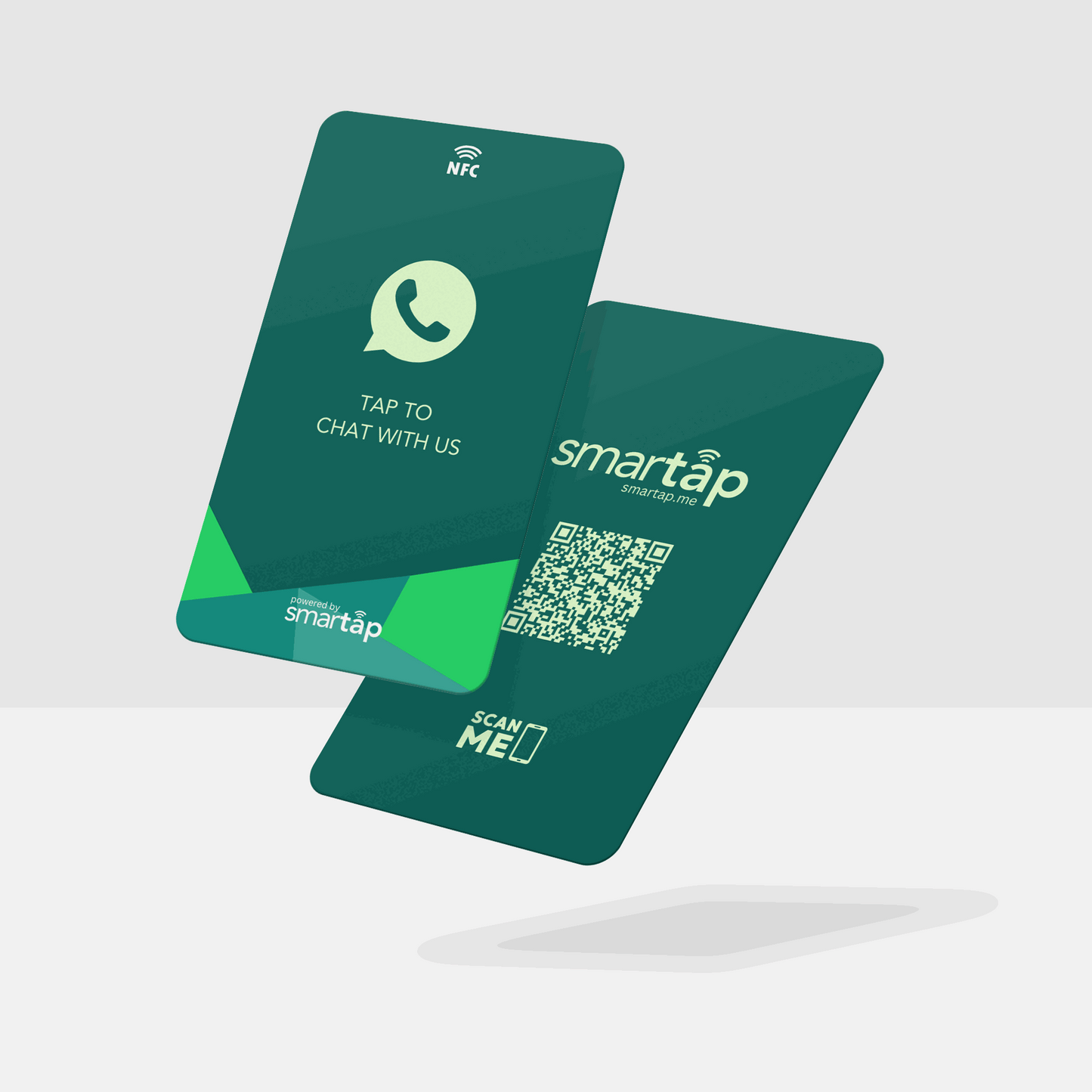 WhatsApp Card with NFC and QR code for instant chat, green plastic smart business card