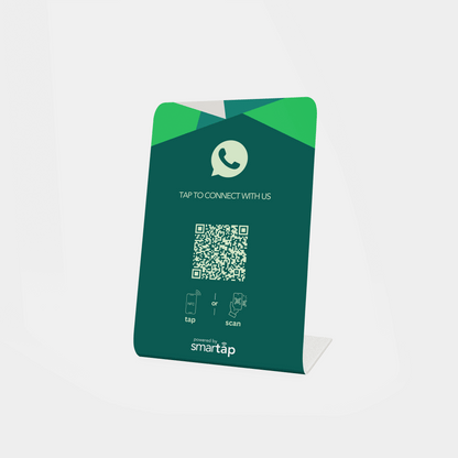 WhatsApp Stand PVC table stand with QR code and NFC for quick chat connection