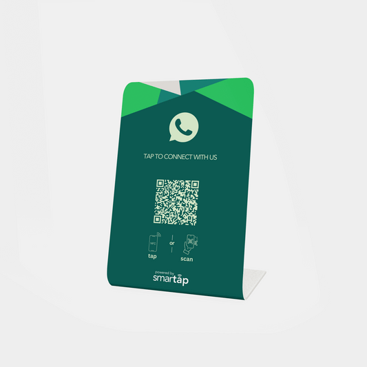 WhatsApp Stand PVC table stand with QR code and NFC for quick chat connection